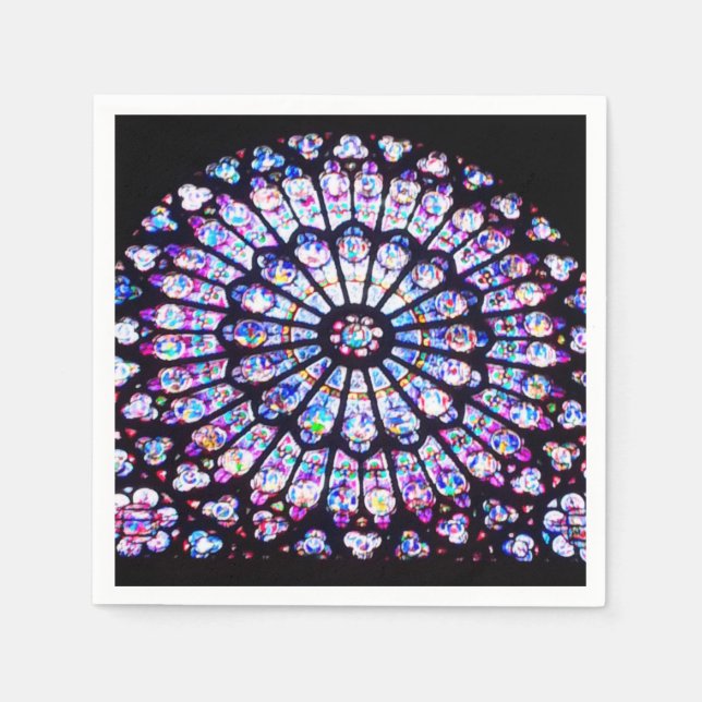 Pariser Notre-Dame-Buntglas - Das Rose-Fenster Serviette (Vorderseite)
