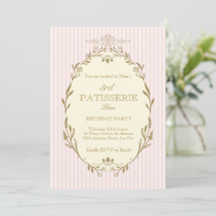 Pariser Patisserie französischer Vintage-Stil Rosa Einladung