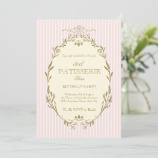 Pariser Patisserie französischer Vintage-Stil Rosa Einladung