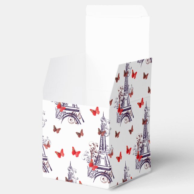 Pariser romantischer Lila Eiffelturm Schmetterling Geschenkschachtel (Geöffnet)