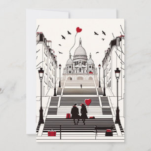 Pariser Romanze - Chic Paar zum Valentinstag Feiertagskarte