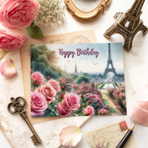 Pariser Rosengarten Happy Birthday Postkarte