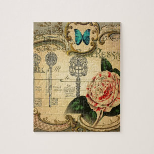 Pariser Schlüssel Vintag Camellia Botanisch Puzzle