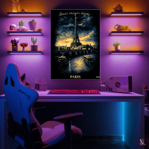 Pariser Skyline - Kohle-Monochrom-Kunst - Urban Poster