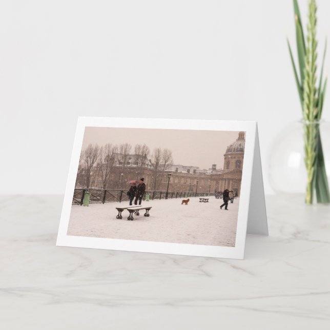 Pariser Spaziergang durch die Schneekarte Karte (Vorderseite)