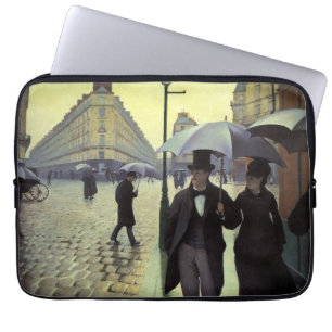 Pariser Straße bei Regen von Gustave Caillebotte Laptopschutzhülle