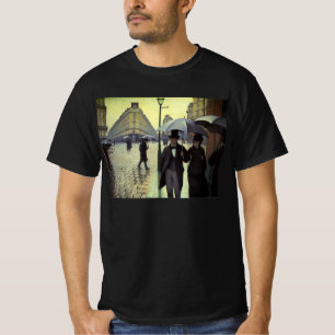 Pariser Straße im Regen von Gustave Caillebotte T-Shirt
