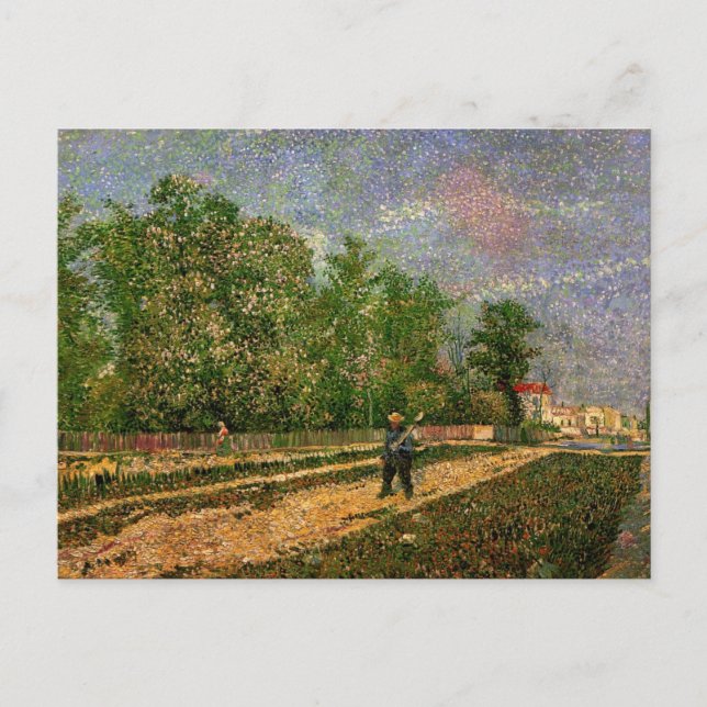 Pariser Straße mit Bauern von Vincent van Gogh Postkarte (Vorderseite)