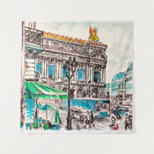  Pariser Straßenansicht des Theaters Wicked cafe p Wandteppich