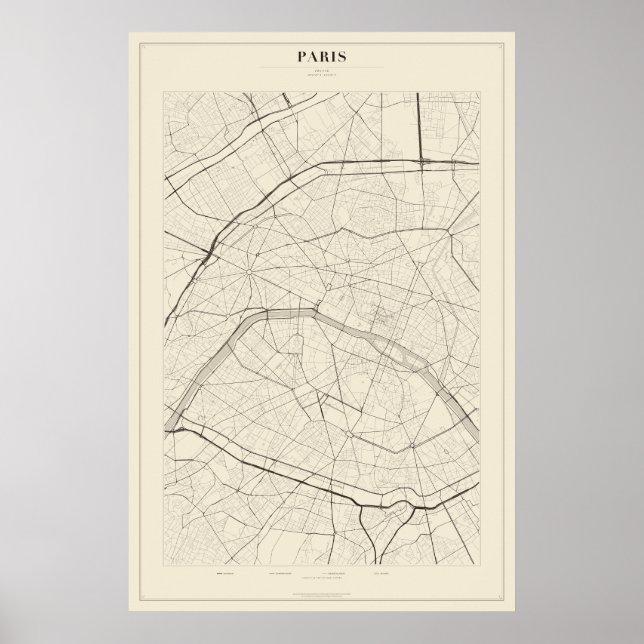 Pariser Straßenkarte Poster (Vorne)