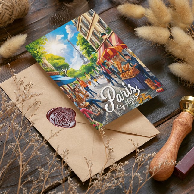 Pariser Straßenszene mit Eiffelturm Postkarte (Von Creator hochgeladen)