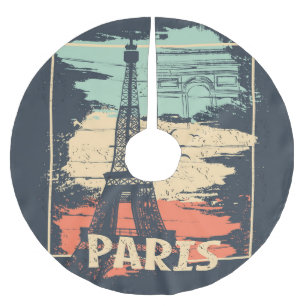 Pariser Typografie: abstraktes Eiffel-Turm-Plakat. Polyester Weihnachtsbaumdecke