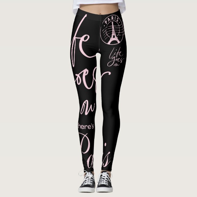 Pariser Typografie-Muster funky Retro-Leggings Leggings (Vorderseite)