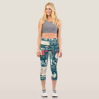 Pariser Vintag: Französische Republik Elegance Capri Leggings
