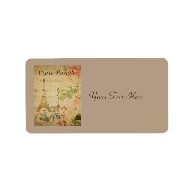 Pariser Vintag mit Eiffelturm Adressaufkleber (Vorne)