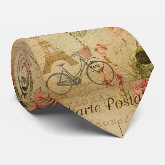 Pariser Vintage mit Eiffel  Krawatte (Gerollt)