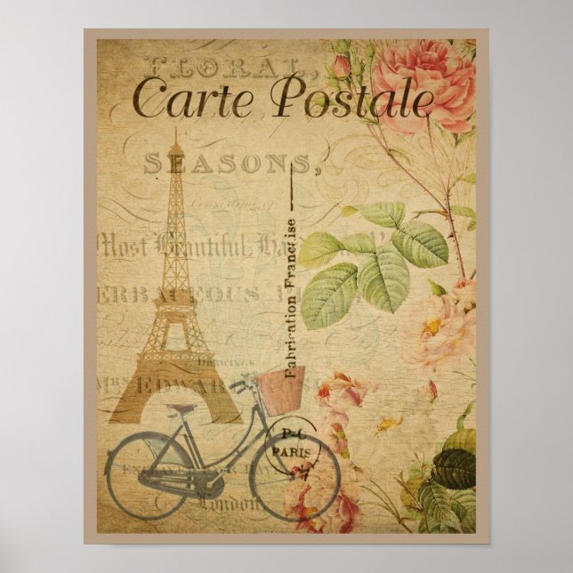 Pariser Vintage mit Eiffelturm Poster (Vorne)