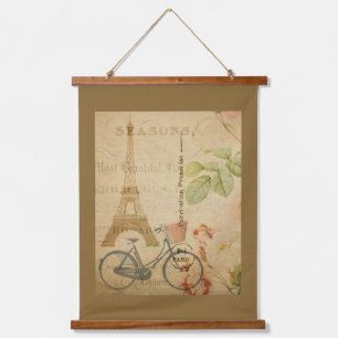 Pariser Vintage mit Eiffelturm Wandteppich Mit Holzrahmen