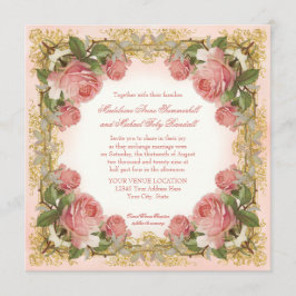 Pariser Vintage Rose Herrenhaus feierliche Hochzei Einladung