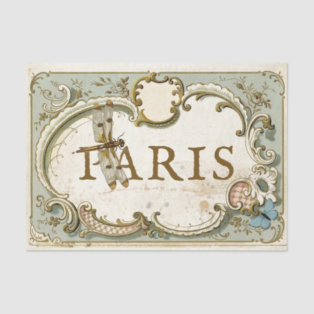 Pariser Vintager Frame Dragonfly Butterfly Seidenpapier (Vorderseite)