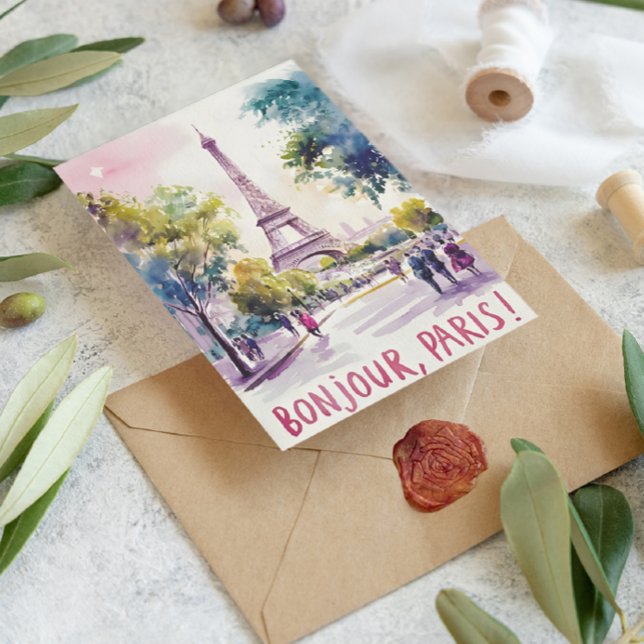 Pariser Wasserfarbe des Eiffelturms Postkarte (Von Creator hochgeladen)