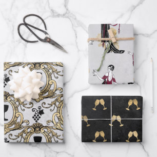 Pariser Wein Geschenkpapier Set