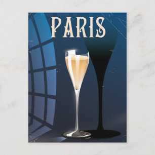 Pariser Weintrinken im Vintage-Stil Reiseplakat Postkarte