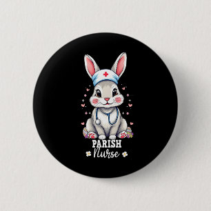 Parish Nurse Bunny mit Stethoscope Osterkuren Button