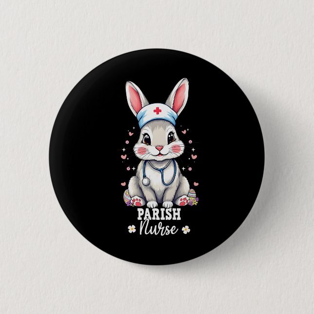 Parish Nurse Bunny mit Stethoscope Osterkuren Button (Vorderseite)