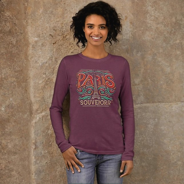 Parisian Bloom Liebe Symphonie mit langen Ärmeln Tri-Blend Shirt (Von Creator hochgeladen)