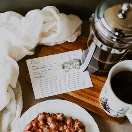 Parisian Café Watercolor Recipe Card Begleitkarte