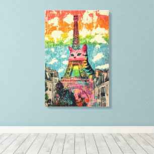 Parisian Cat - Eiffelturm Fantasy Art Leinwanddruck