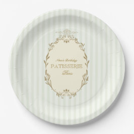 Parisian French Patisserie Vintage Party Green Pappteller