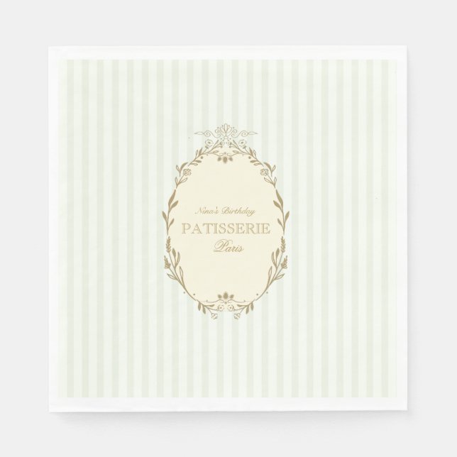 Parisian French Patisserie Vintage Party Green  Serviette (Vorderseite)