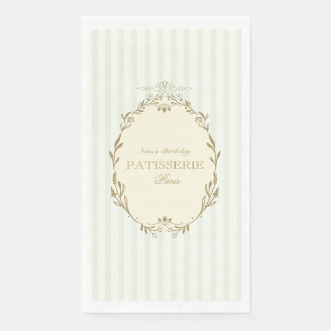 Parisian French Patisserie Vintage Party Green  Serviette (Vorderseite)