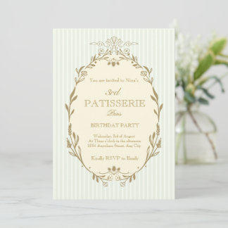 Parisian Patisserie French Vintage Style Birthday Einladung