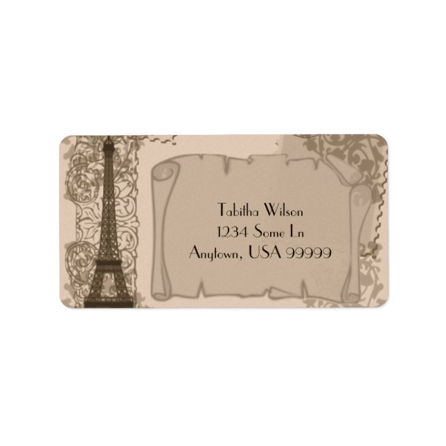 Parisian Sepia Address Label Adressaufkleber (Vorne)