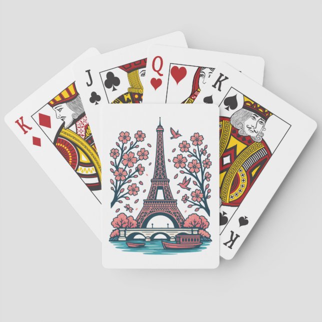 Parisian Souvenir Eiffel Tower Paris Kirschbaum Spielkarten (Rückseite)