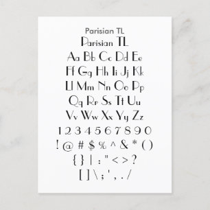 Parisian TL - Zazzle Schriftart Sampler Sheet Postkarte