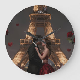Parisian Valentines Day Große Wanduhr