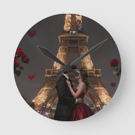 Parisian Valentines Day Runde Wanduhr