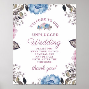 Parisianischer Charme Florales Unplugged-Hochzeits Poster