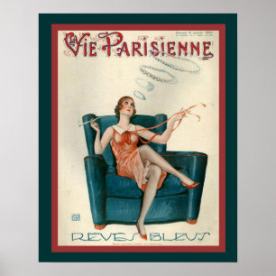Parisienne Art Deco "Rings de Smoke" 1929 Print Poster