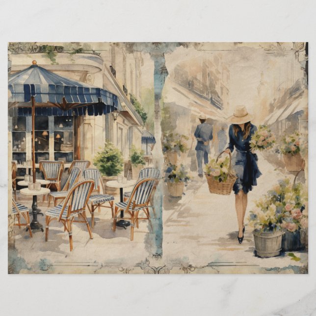 Parisienne Street Market Cafe Junk Journal-Seite (Rückseite)