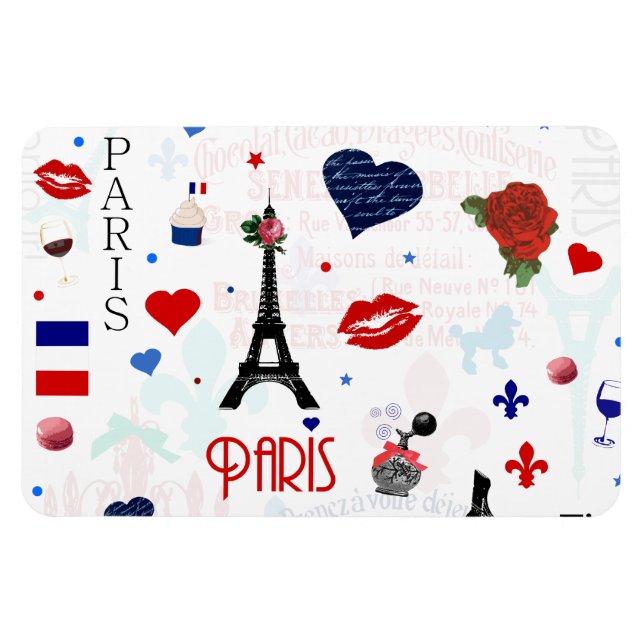 Parismuster mit Eiffelturm Magnet (Horizontal)