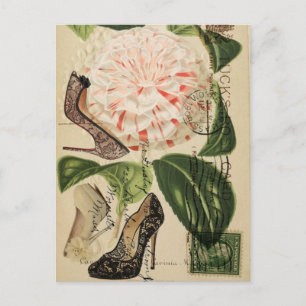 Parisschuhe florale französische botanische Kunst Postkarte
