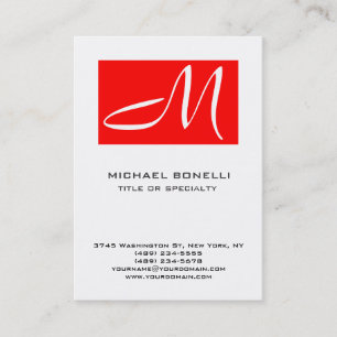 Park Avenue Monogram Red White Business Card Visitenkarte