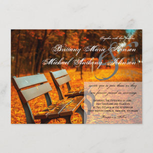 Park Bench Herbstlaubs Hochzeit Einladungen