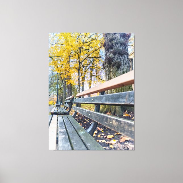 Park Bench im Herbst Landschaft Leinwanddruck (Vorderseite)