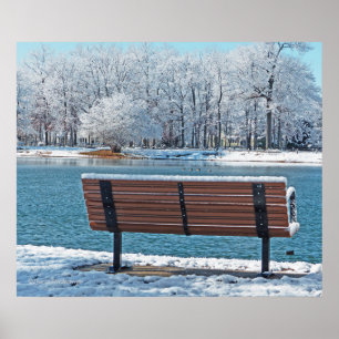 PARK BENCH MIT BLICK AUF DEN SEE ZUM WINTER WONDER POSTER